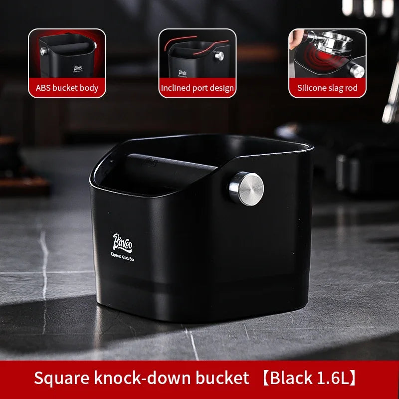 Bincoo Coffee Knock Box Espresso Grounds Container Dump Bin Bucket Anti Slip Powder Beveled Residue Home Cafe Bar Barista Tools