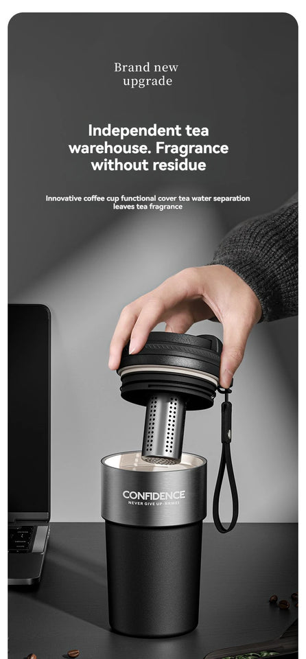 Coffee Cup Cold And Hot Insulated With Filter Chamber Office And Leisure Stainless Steel Cup  Ice Cubes Hold
