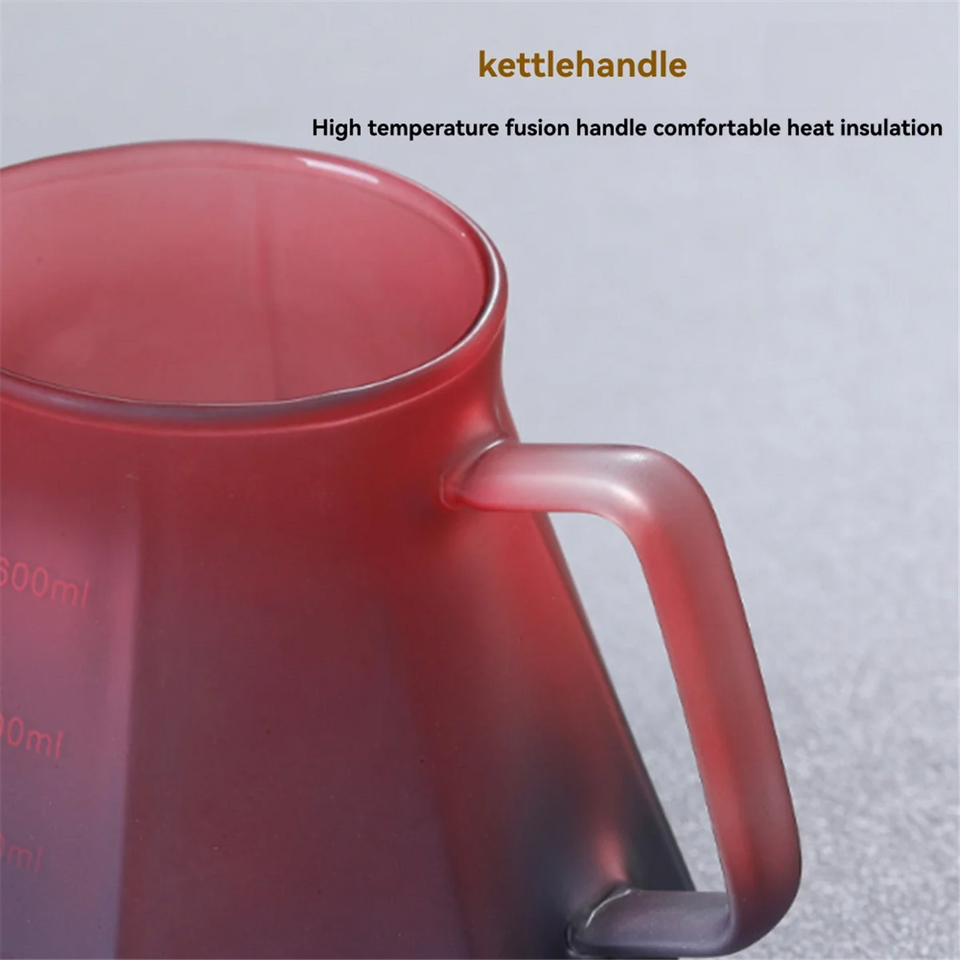 ABKWCoffee Filter Hand Drip Pot Percolators Borosilicate Glass Pour Coffee Tea Set with Walnut Handle