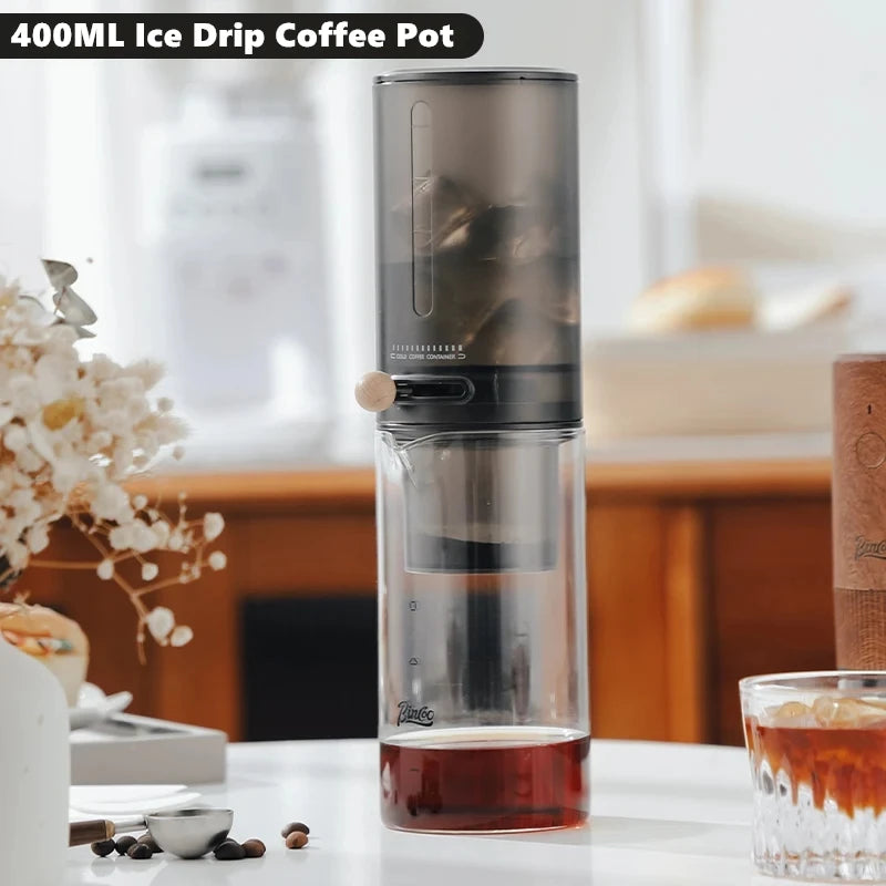 Protable Glass Drip Filter Ice Drop Coffee Maker Cold Brew Dutch Coffee Maker Pot Specialized Barista with 100pcs Filter Paper