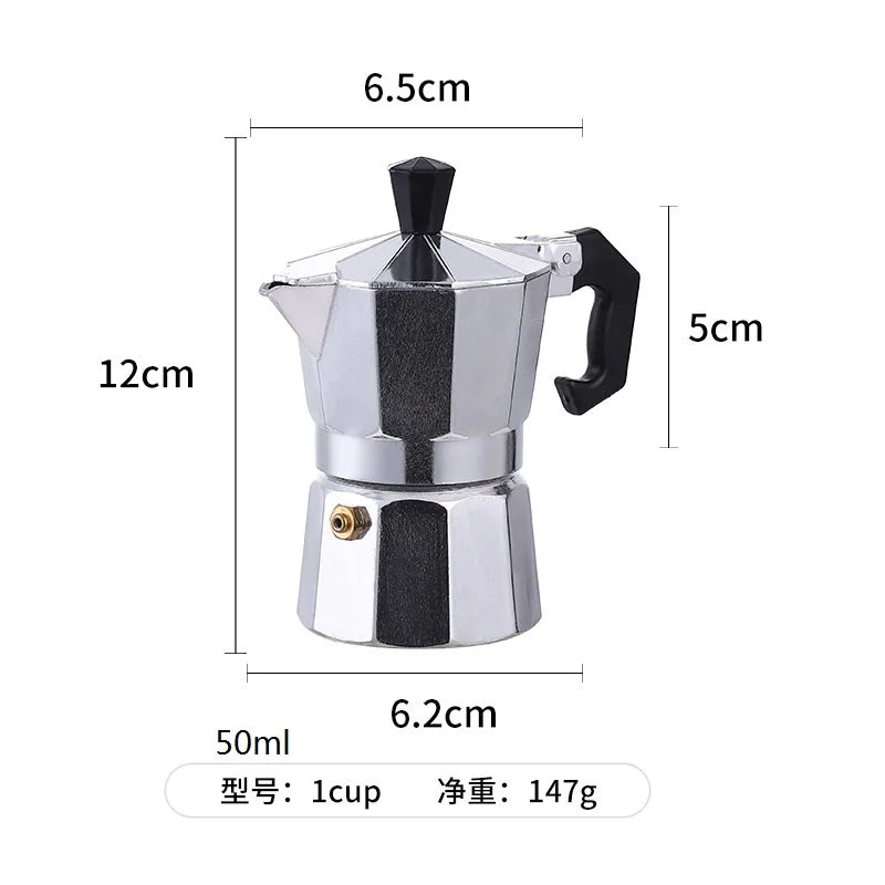 Alloy Mocha Pot 1 Cup 50ml Home Coffee Pot Household Octagonal Moka Coffee Tools