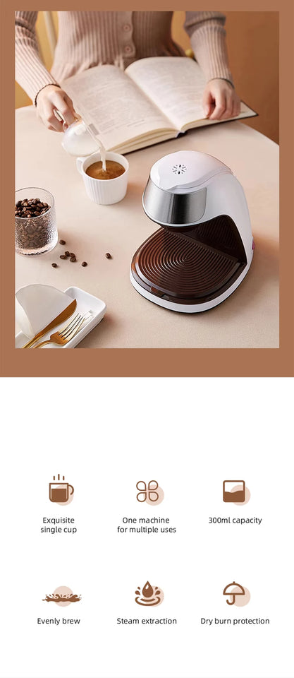 High-Quality Commercial Espresso Machine - Coffee Pod Compatible, Portable, Stainless Steel, Fast Brew, Easy Use/Clean
