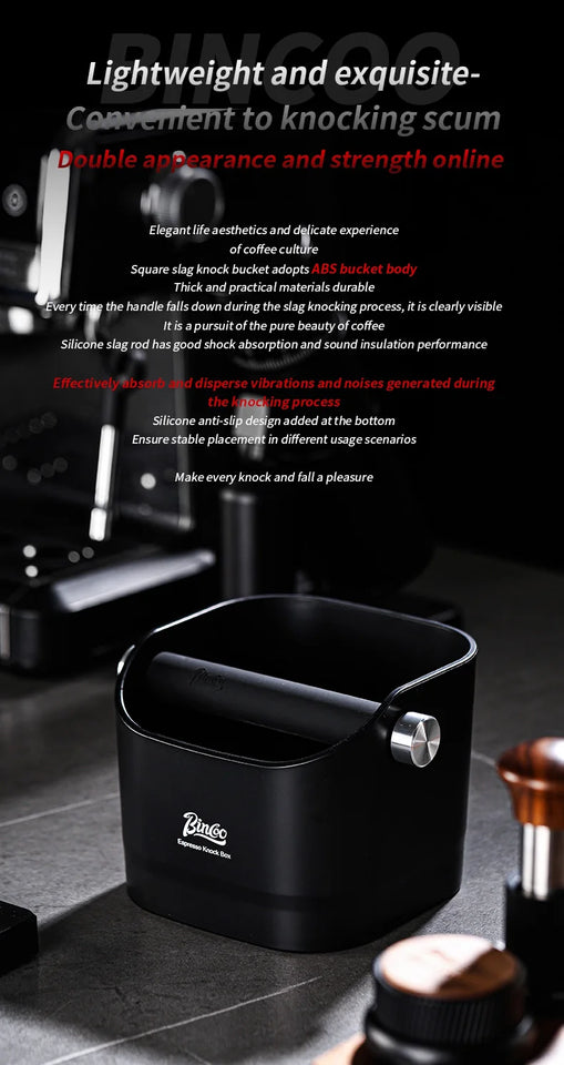 Bincoo Coffee Knock Box Espresso Grounds Container Dump Bin Bucket Anti Slip Powder Beveled Residue Home Cafe Bar Barista Tools