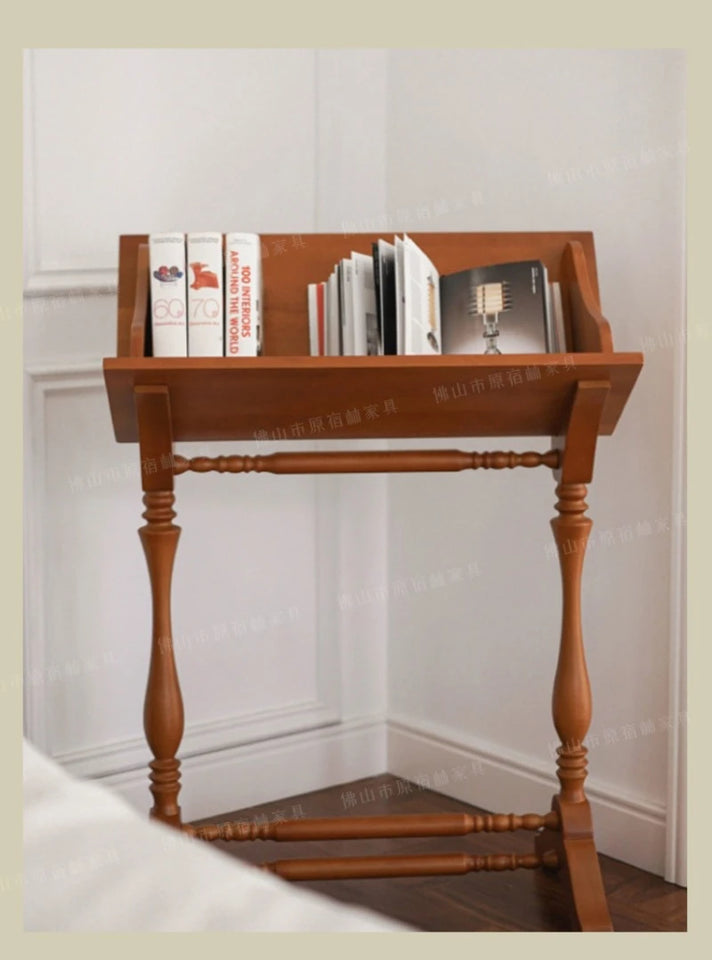 Solid Wood Art Shelf Display Stand Living Room Floor Display Rack Magazine Rack Organizer Small Bookcase Room Wooden Furniture