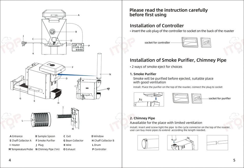 ITOP CBR Electric Coffee Bean Roaster Commercial Roaster Automatic Roasting Machine with 3 Baking Curve Grain Dryer 110V 220V
