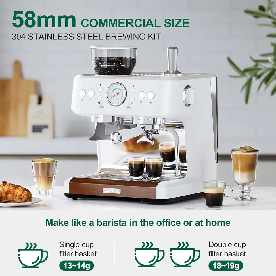 Coffee and Espresso Maker Combo All in One Coffee Machine, 20 Bar Cafe Espresso Machine with Milk Frother for Latte Cappuccino