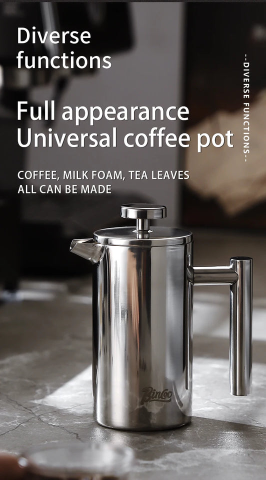 BINCOO 350ml/800ml/1000ml Coffee Maker Pot French Press Coffee Maker Stainless Steel Double Walled Insulated Coffee Maker Pot