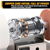 Mini Bench Grinder with 3 Wheels, Electric Multi-Purpose Grinding Machine for Metal, Wood, Knife Making, Jewelry Buffing, 6.3 x