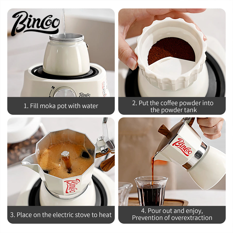 Bincoo Single Valve Coffee Moka Pot Espresso Machine Brewed Coffee Italian Home Outdoor Kitchen Utensils Barista Accessories