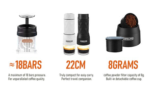 Cafelffe 3 In1 Portable Coffee Machine Hot/Cold Water Manual Espresso Maker For Capsule & Ground Hand Press Brewer hiking Travel