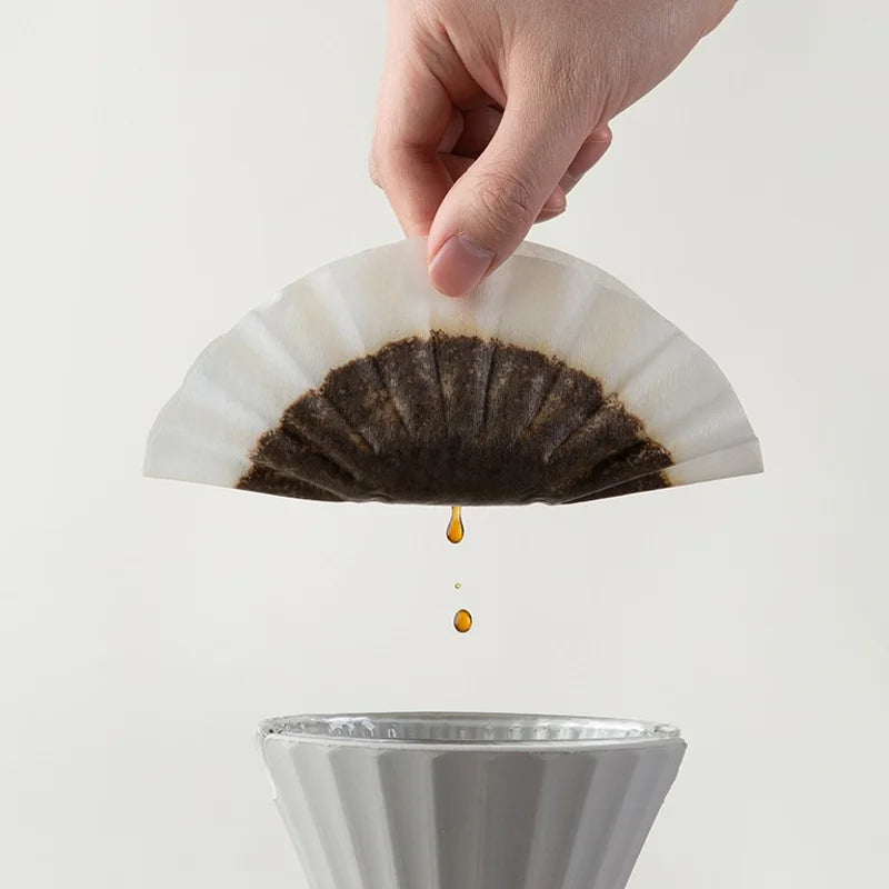Coffee Filter Papers 50 Sheets 1-2Cups 3-4Cups Paper Filter #155  #185 Pour Over Coffee Dripper & Wave Dripper Barista Tools