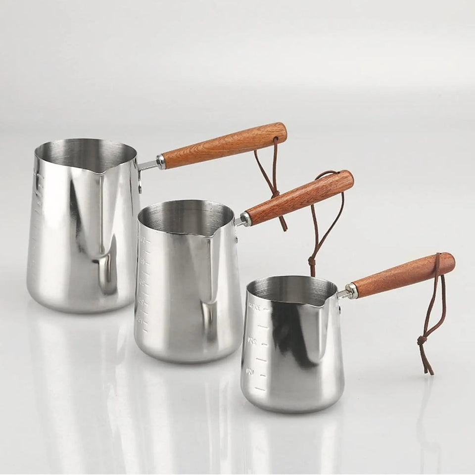 Turkish Warmer Coffee Pot Boiling Pot with Spout Chocolate Melting Pan Milk Frothing Pitcher for Home Kitchen Bar Restaurant