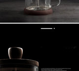 Coffee Pot French Press Coffee Maker Black Walnut Tea Brewer High Borosilicate Glass Coffee Pot  Coffee Accessories