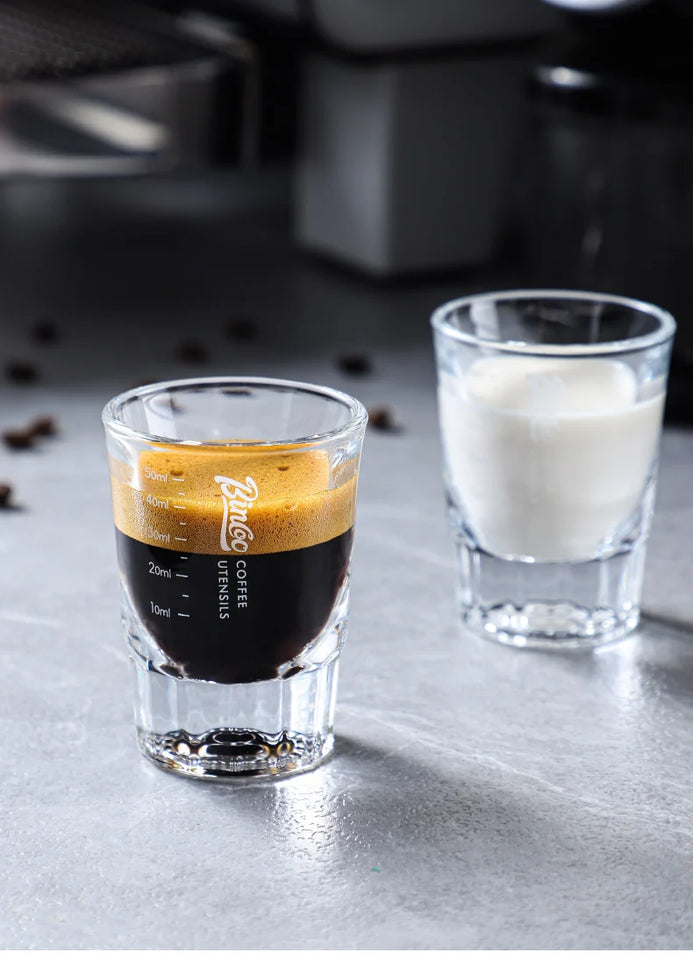 Bincoo Espresso Measuring Cup, Glass Espresso Extraction Cup, Ounce with Scale, Small Milk Cup, Milk Can, Coffee Cup, 50ml
