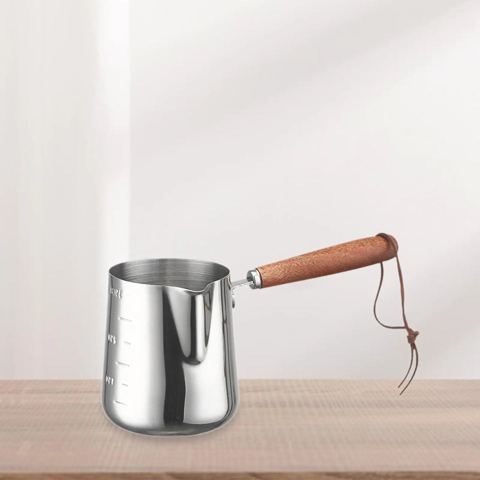 Turkish Warmer Coffee Pot Boiling Pot with Spout Chocolate Melting Pan Milk Frothing Pitcher for Home Kitchen Bar Restaurant