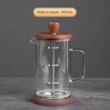 Coffee Pot French Press Coffee Maker Black Walnut Tea Brewer High Borosilicate Glass Coffee Pot  Coffee Accessories