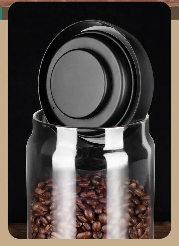 Coffee Can Manual Vacuum Moisture-proof Storage Jar Kitchen High Borosilicate Glass Tea Jar Coffee Bean Storage Sealed Jar