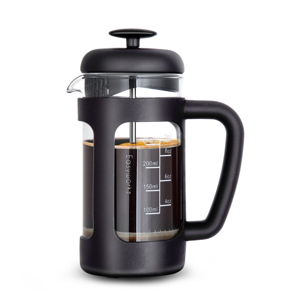 Easyworkz French Press  Coffee Tea Maker with Borosilicate Glass,Soft Grip Handle