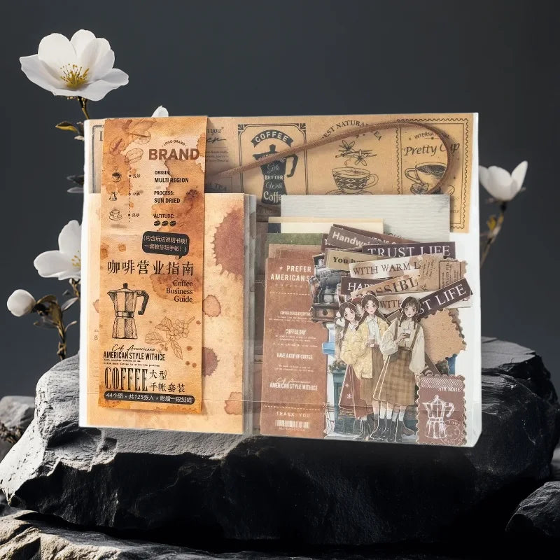 125piece Scrapbook Paper Coffee Business Planner Kit Professional Coffee Shop Worksheets Log Sheets Notebooks Memo Collage