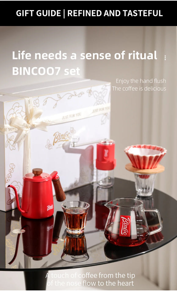 Bincoo Hand Brewed Coffee Pot，Ceramics Filter Cup， Sharing Pot，Hand Brewed Coffee Gift Box Set，Home Barista Kitchen Accessories