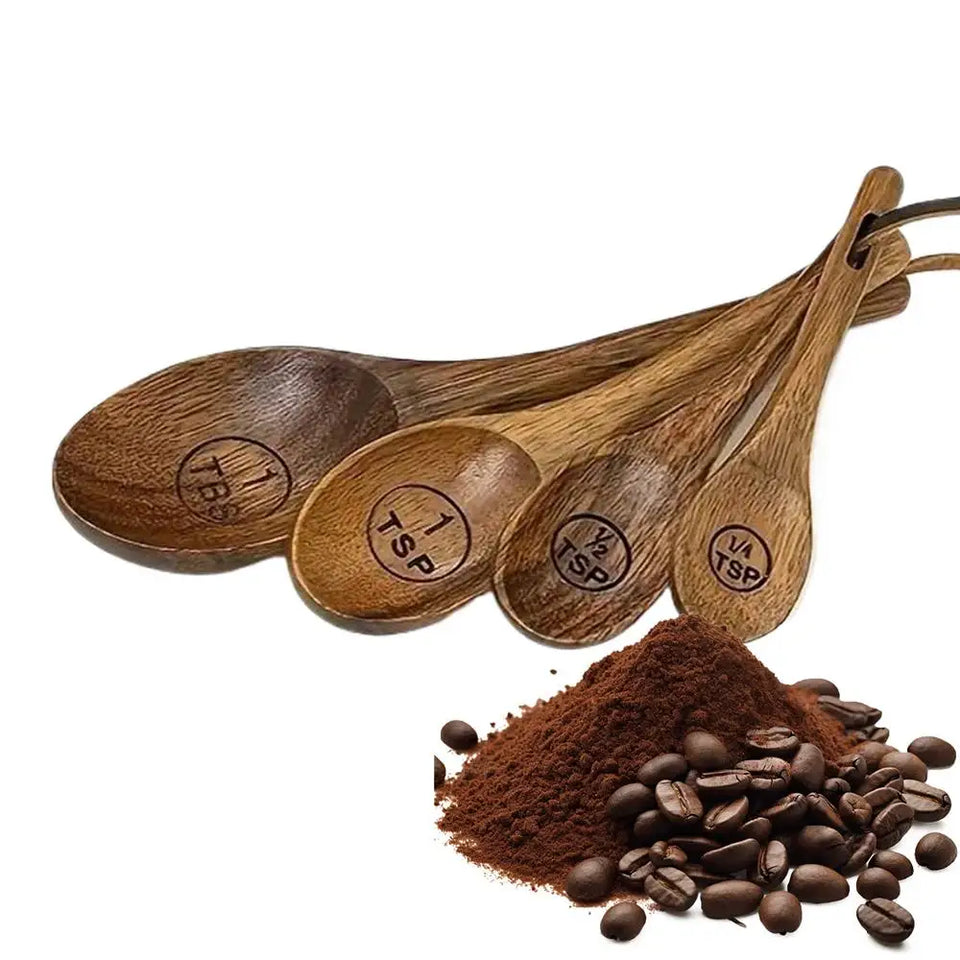 Wooden Measuring Cups And Spoons Set Farmhouse Wooden Coffee Scoop Coffee Beans Sugar Salt Seasoning Scoop Honey Measuring