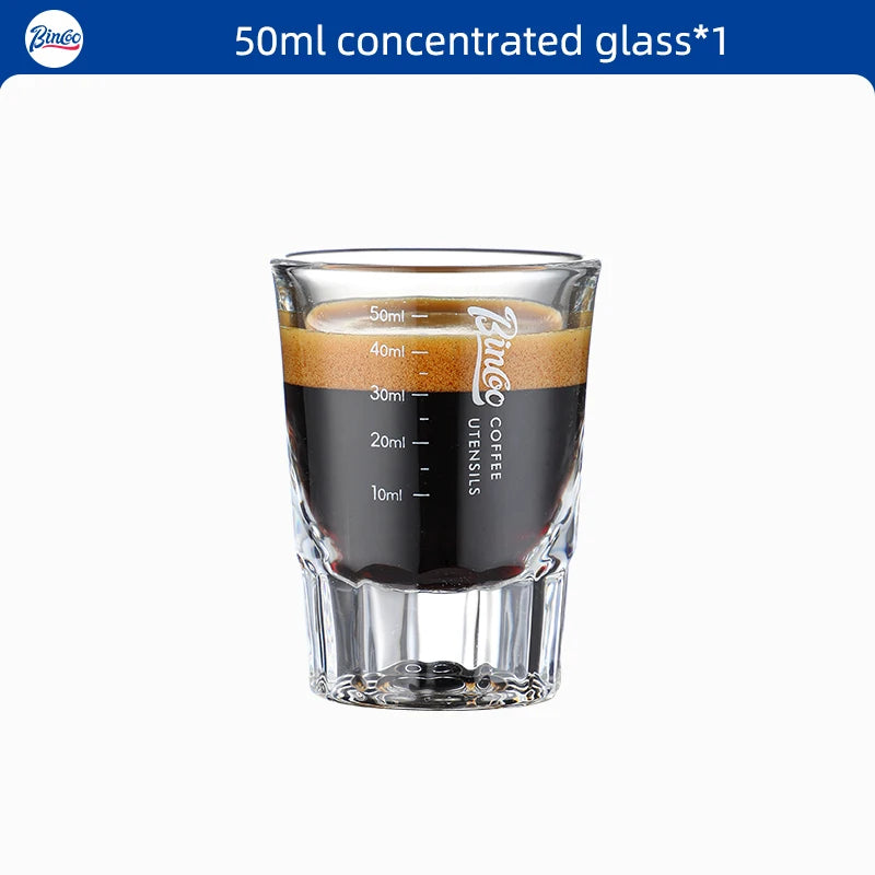 Bincoo Espresso Measuring Cup, Glass Espresso Extraction Cup, Ounce with Scale, Small Milk Cup, Milk Can, Coffee Cup, 50ml