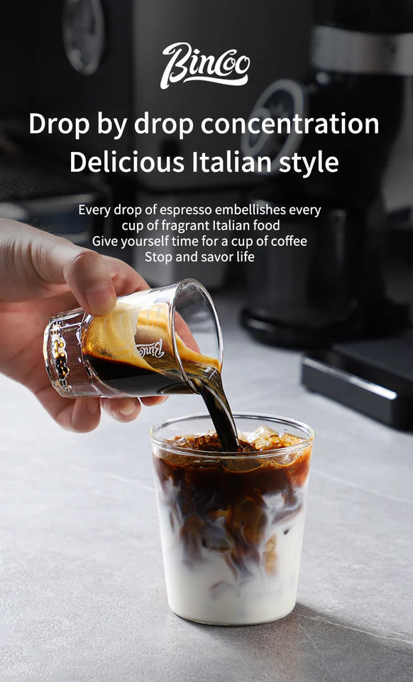 Bincoo Espresso Measuring Cup, Glass Espresso Extraction Cup, Ounce with Scale, Small Milk Cup, Milk Can, Coffee Cup, 50ml