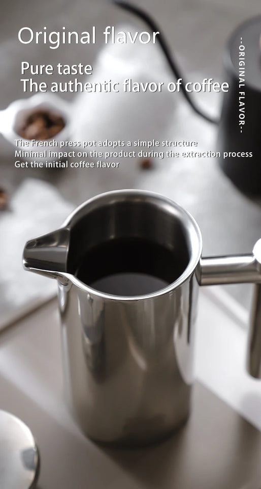 BINCOO 350ml/800ml/1000ml Coffee Maker Pot French Press Coffee Maker Stainless Steel Double Walled Insulated Coffee Maker Pot