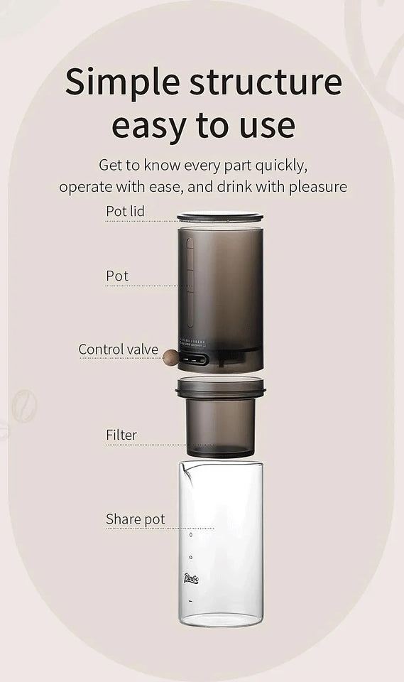 Protable Glass Drip Filter Ice Drop Coffee Maker Cold Brew Dutch Coffee Maker Pot Specialized Barista with 100pcs Filter Paper