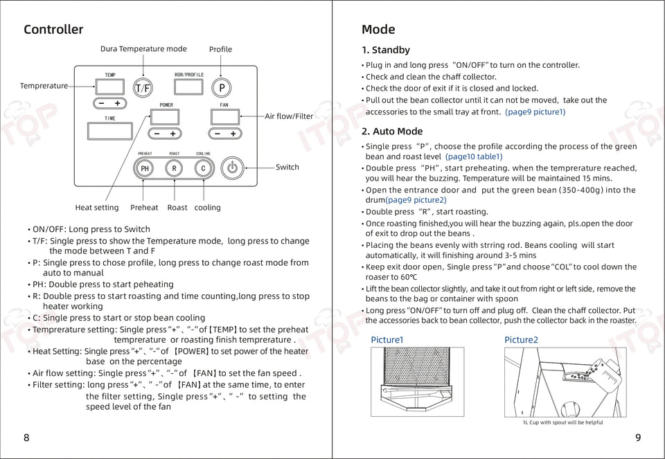 ITOP CBR Electric Coffee Bean Roaster Commercial Roaster Automatic Roasting Machine with 3 Baking Curve Grain Dryer 110V 220V