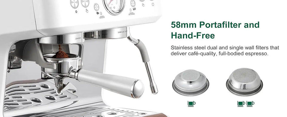 Coffee and Espresso Maker Combo All in One Coffee Machine, 20 Bar Cafe Espresso Machine with Milk Frother for Latte Cappuccino
