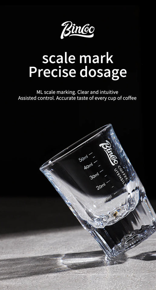 Bincoo Espresso Measuring Cup, Glass Espresso Extraction Cup, Ounce with Scale, Small Milk Cup, Milk Can, Coffee Cup, 50ml