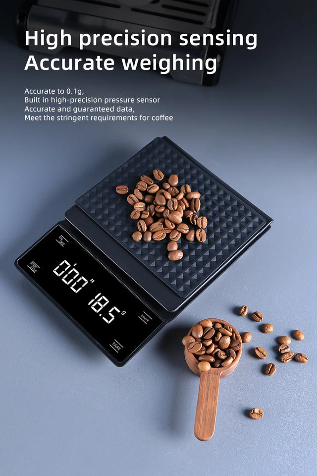 Coffee Scale with Timer 0.1g High Precision Digital Rechargeable for Pour-Over Coffee Espresso Portable Scale for Kitchen Use