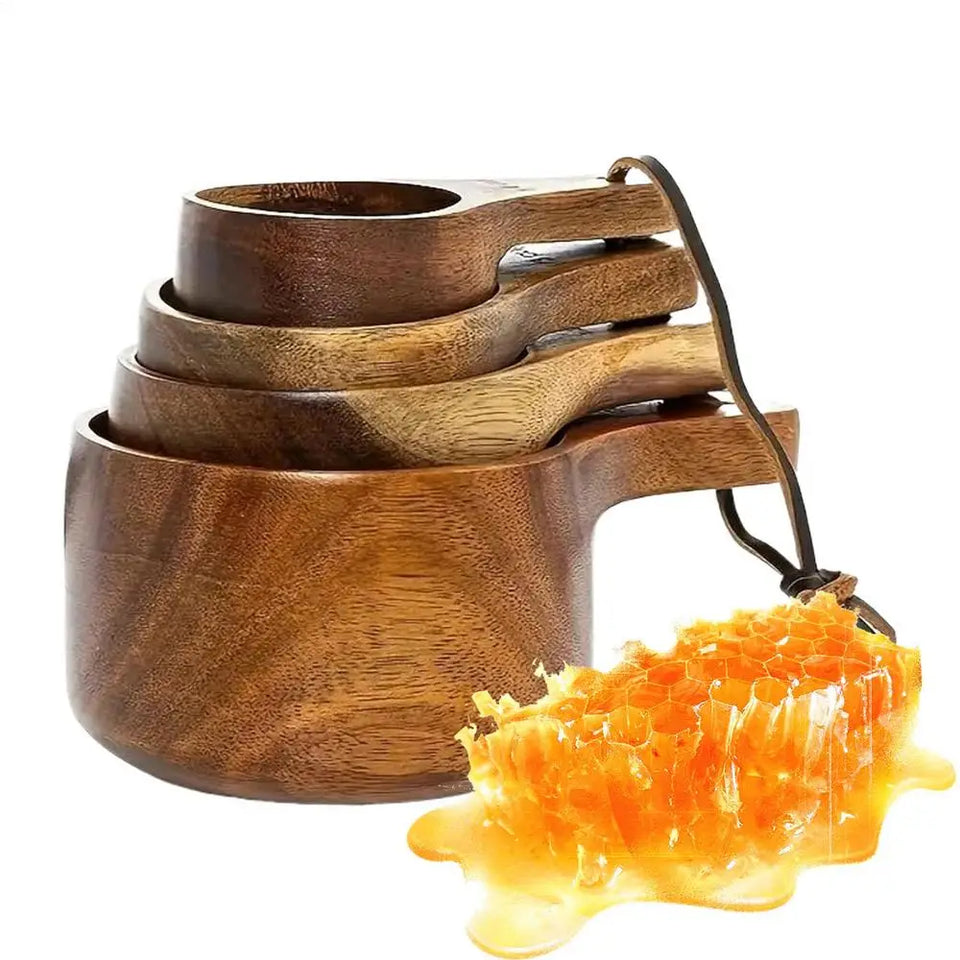 Wooden Measuring Cups And Spoons Set Farmhouse Wooden Coffee Scoop Coffee Beans Sugar Salt Seasoning Scoop Honey Measuring