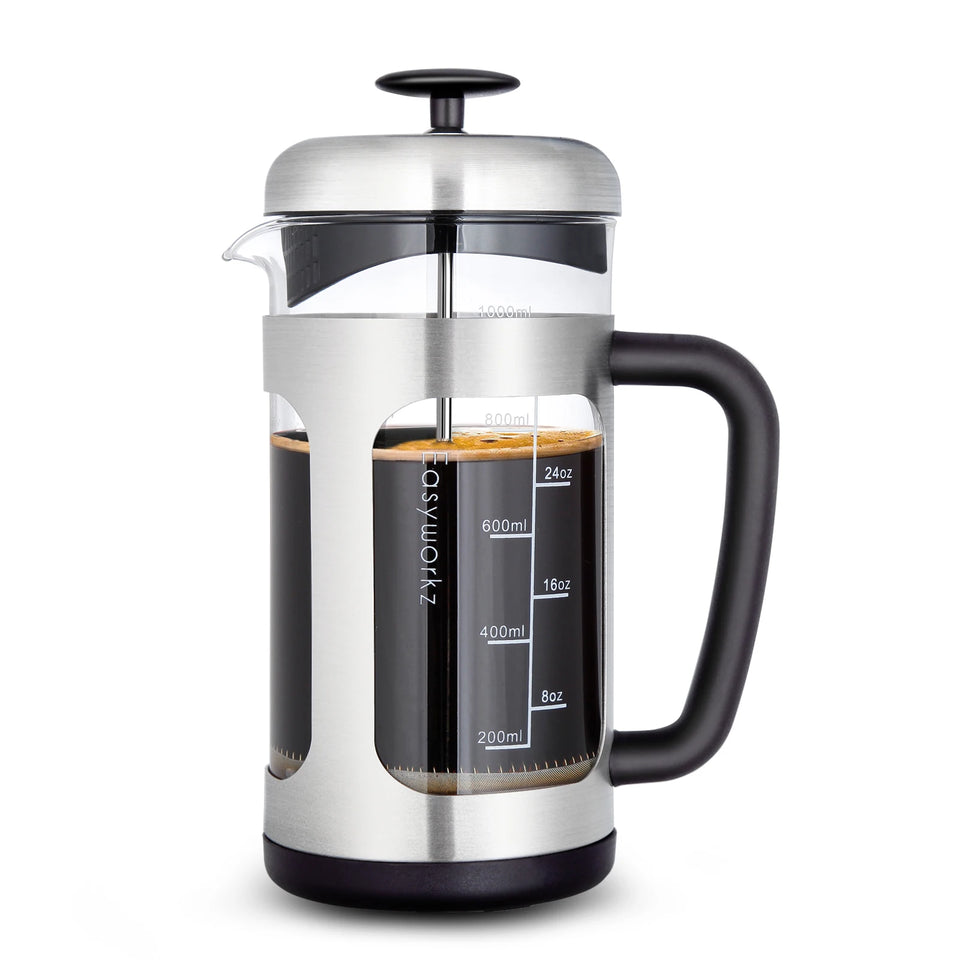 Easyworkz French Press  Coffee Tea Maker with Borosilicate Glass,Soft Grip Handle