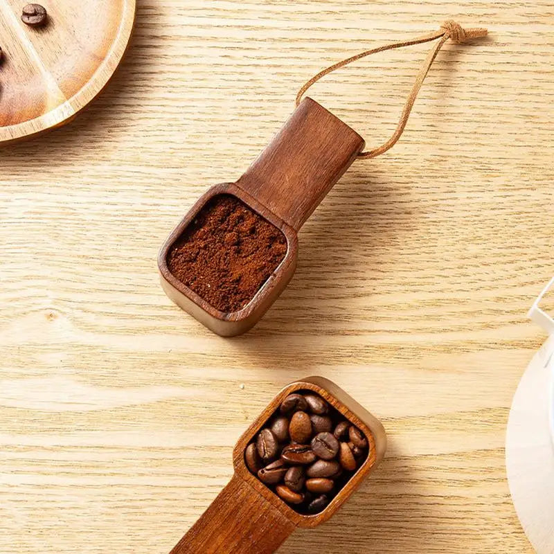 Coffee Spoons Coffee Measuring Scoop for Ground Beans Tea Sugar Delicate Wooden Handle Home Barista Accessories