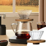 Coffee Dripper Clear Glass Pour Over Coffee Cone With Stand Coffee Funnel Single Cup Pour Over Hand Brewed Coffee Filter Cup For