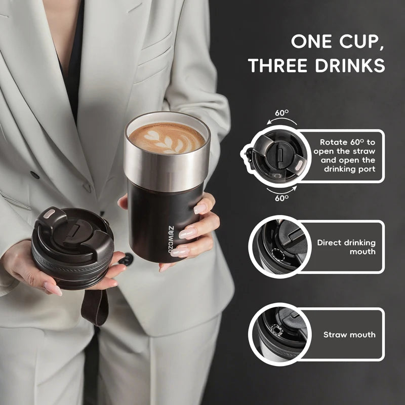 Coffee Cup Cold And Hot Insulated With Filter Chamber Office And Leisure Stainless Steel Cup  Ice Cubes Hold