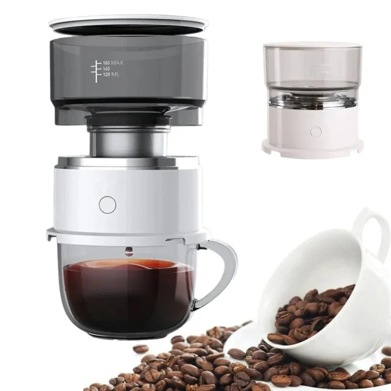 Electric Coffee Maker Portable Mini Coffee Machine 304 Stainless Steel Hand Rushing Coffee Pot for Travel Portable Home Brew Pot