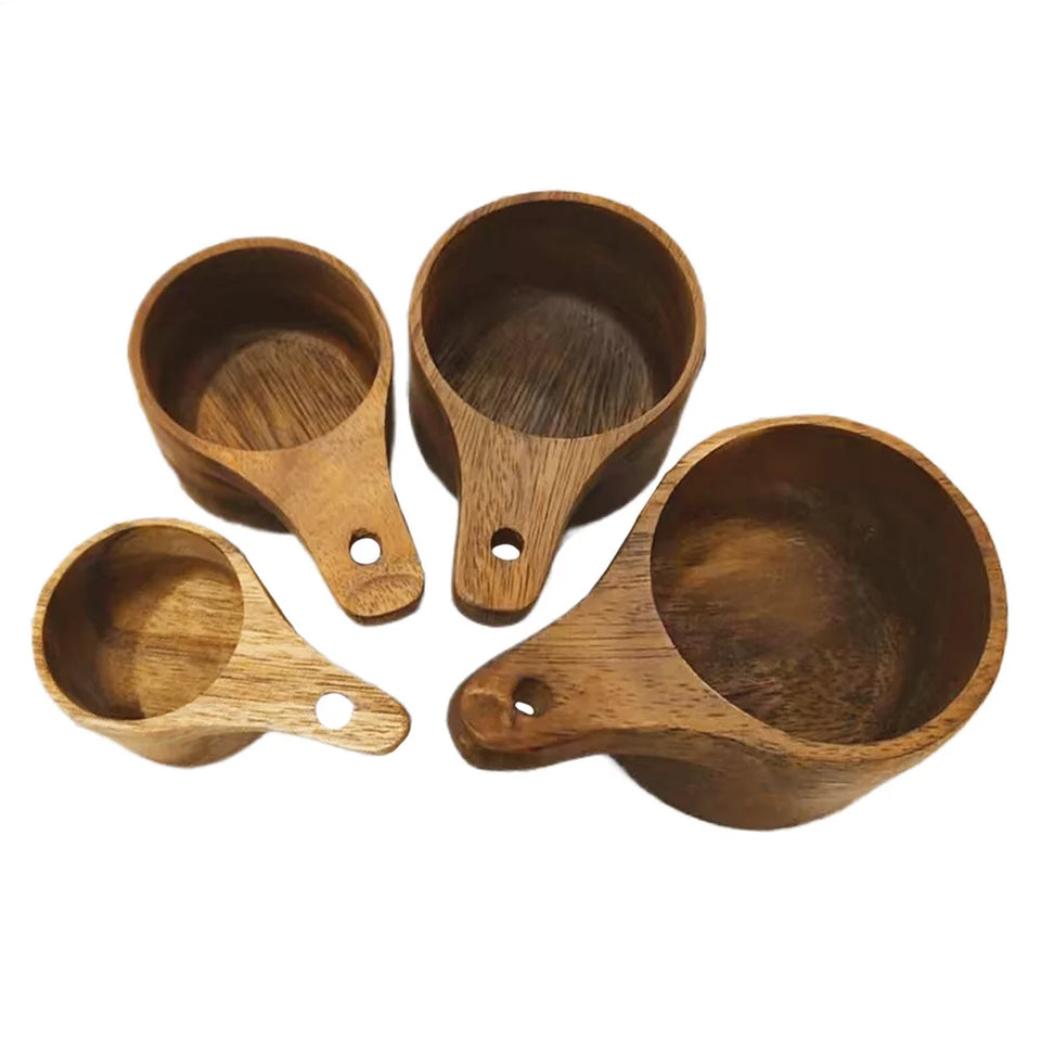 Wooden Measuring Cups And Spoons Set Farmhouse Wooden Coffee Scoop Coffee Beans Sugar Salt Seasoning Scoop Honey Measuring