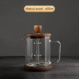 Coffee Pot French Press Coffee Maker Black Walnut Tea Brewer High Borosilicate Glass Coffee Pot  Coffee Accessories