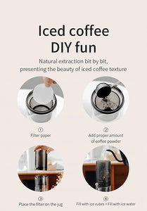 Protable Glass Drip Filter Ice Drop Coffee Maker Cold Brew Dutch Coffee Maker Pot Specialized Barista with 100pcs Filter Paper