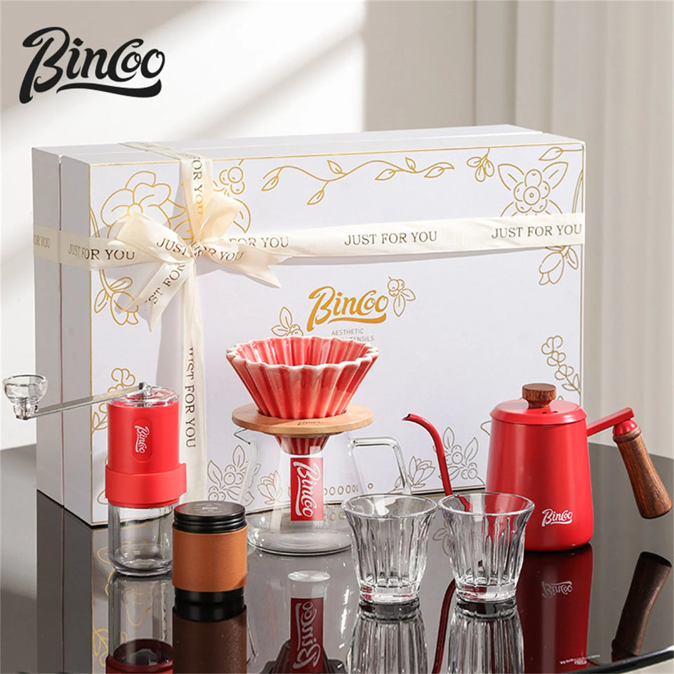 Bincoo Hand Brewed Coffee Pot，Ceramics Filter Cup， Sharing Pot，Hand Brewed Coffee Gift Box Set，Home Barista Kitchen Accessories
