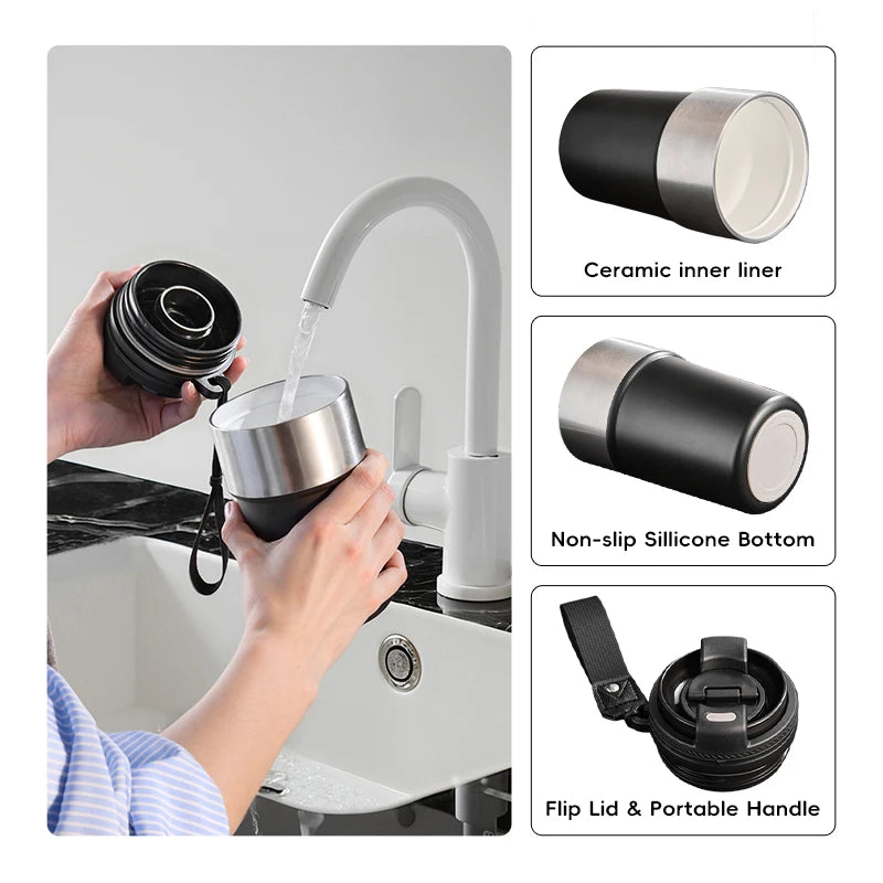 Coffee Cup Cold And Hot Insulated With Filter Chamber Office And Leisure Stainless Steel Cup  Ice Cubes Hold