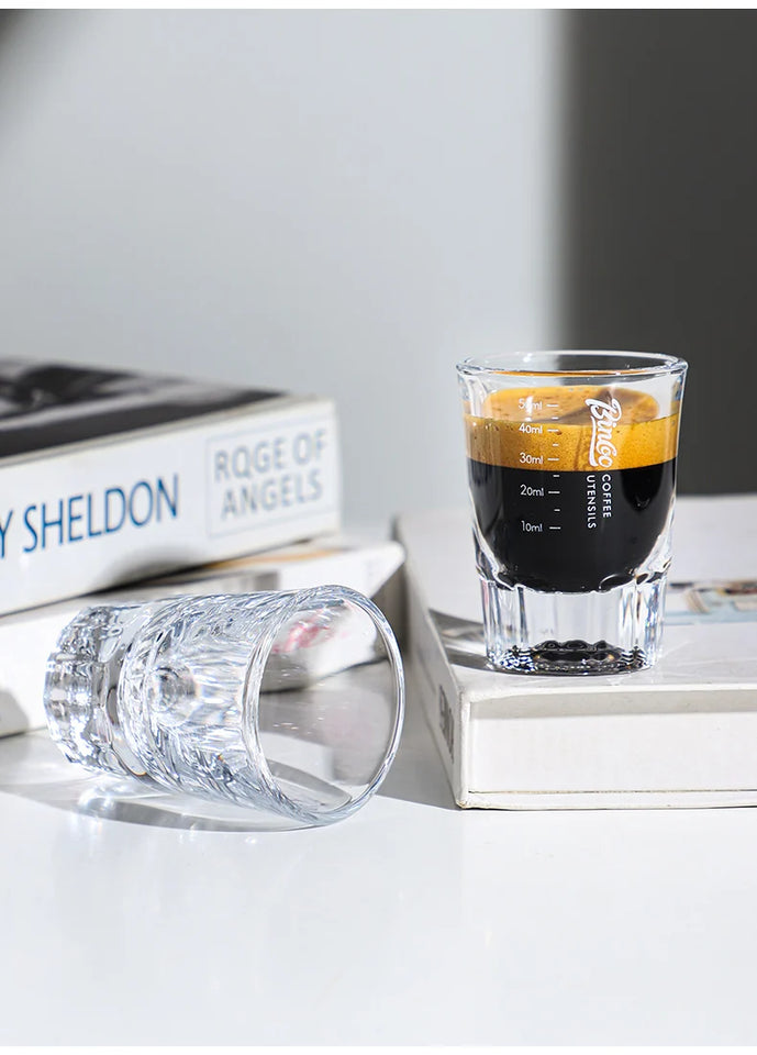 Bincoo Espresso Measuring Cup, Glass Espresso Extraction Cup, Ounce with Scale, Small Milk Cup, Milk Can, Coffee Cup, 50ml