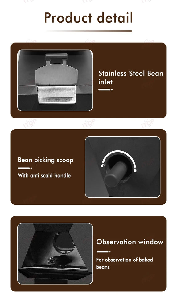 ITOP CBR Electric Coffee Bean Roaster Commercial Roaster Automatic Roasting Machine with 3 Baking Curve Grain Dryer 110V 220V