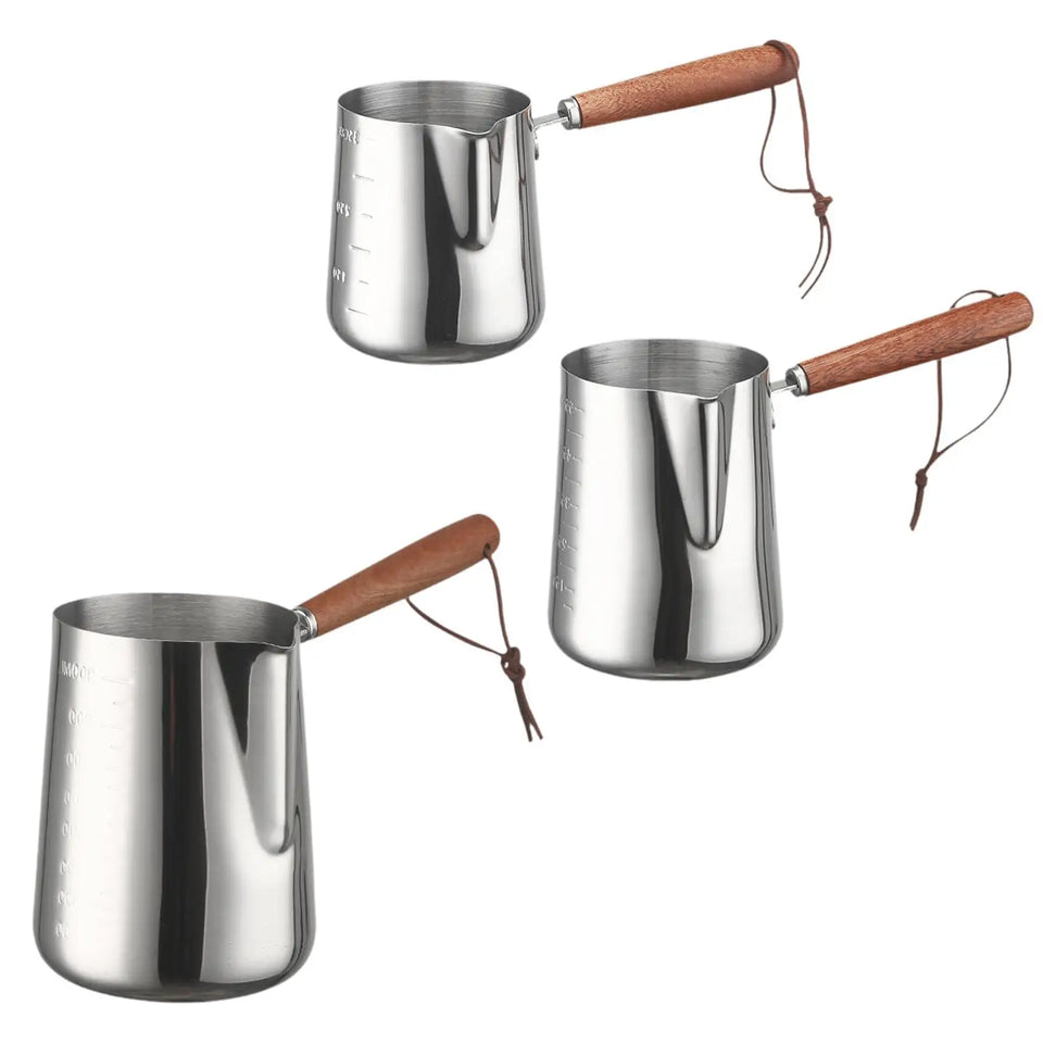Turkish Warmer Coffee Pot Boiling Pot with Spout Chocolate Melting Pan Milk Frothing Pitcher for Home Kitchen Bar Restaurant