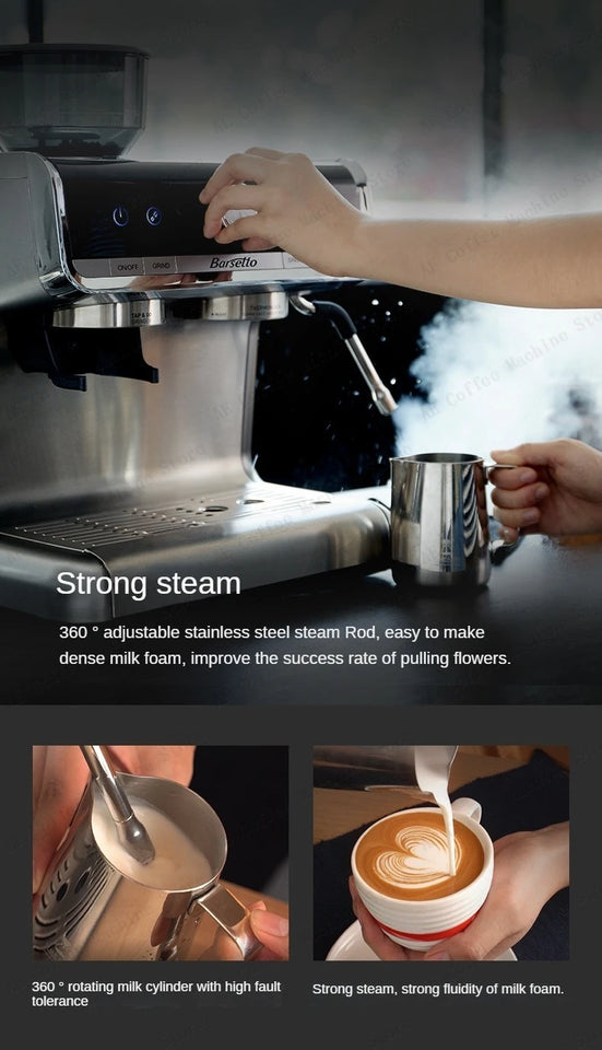 Integrated Grinder Coffee Machine Commercial Semi-automatic Espresso Machine Steam Milk Frother Multi-function Coffee Machine