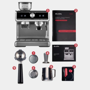 Integrated Grinder Coffee Machine Commercial Semi-automatic Espresso Machine Steam Milk Frother Multi-function Coffee Machine