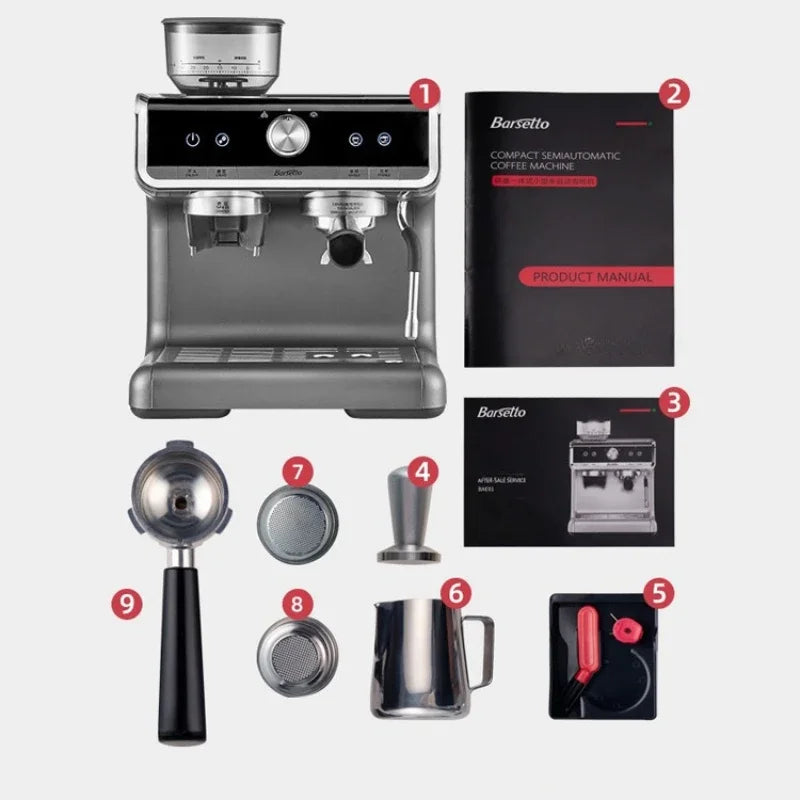 Integrated Grinder Coffee Machine Commercial Semi-automatic Espresso Machine Steam Milk Frother Multi-function Coffee Machine